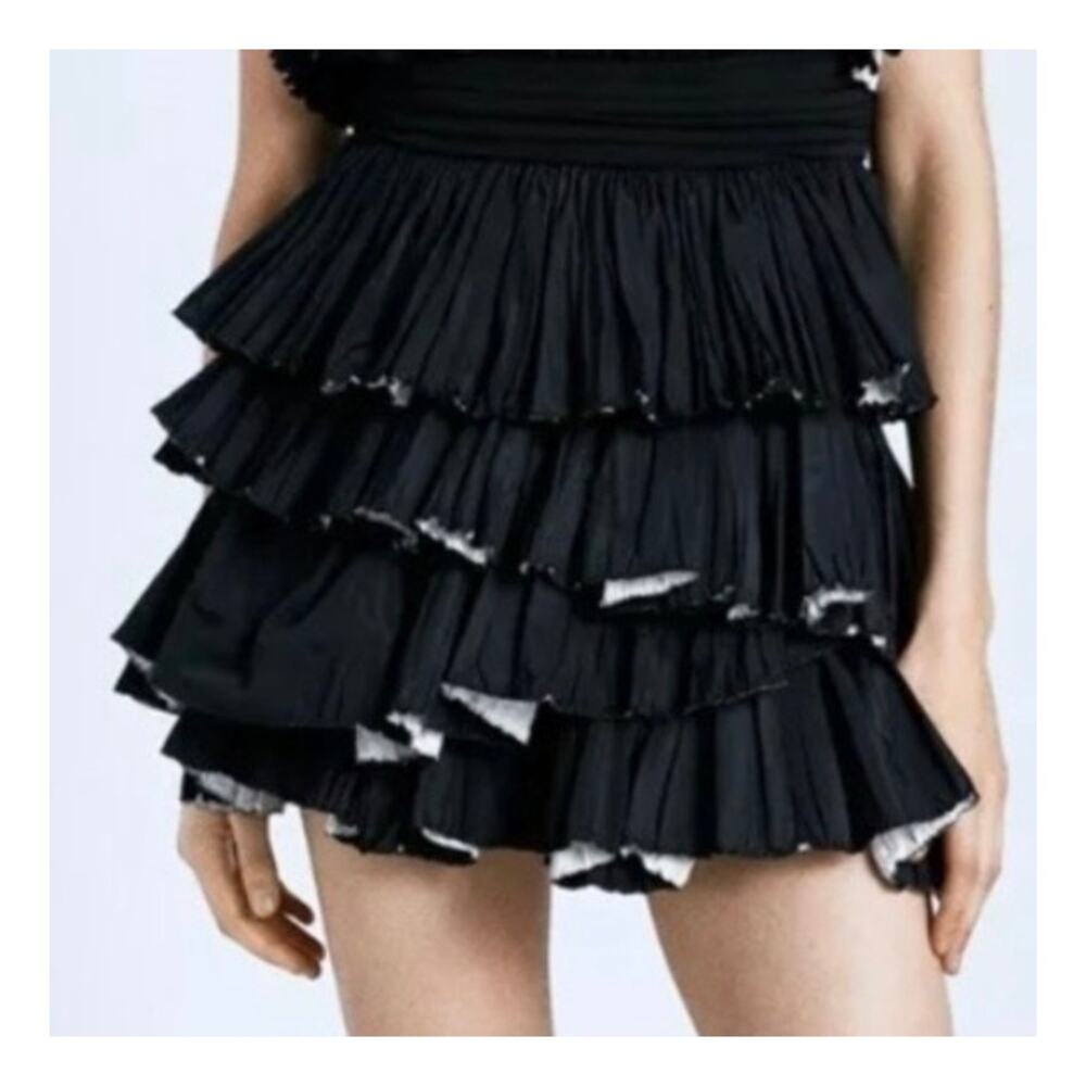 Zara Ruffled Mini Skirt Black